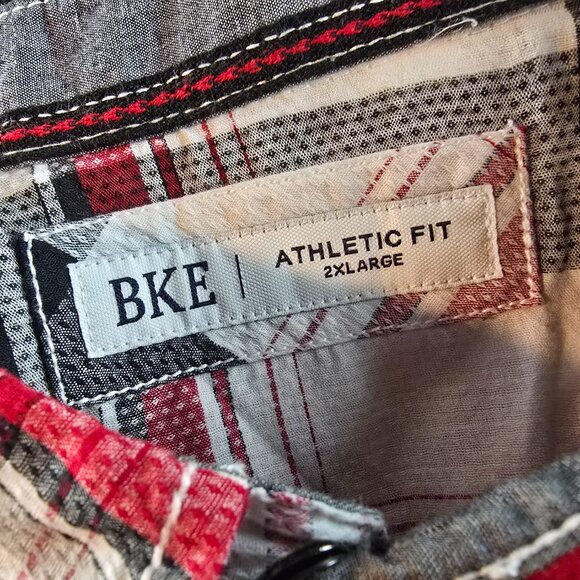 BKE Shirt Mens 2XL Red Pearl Snap Plaid Western Athletic Fit Casual Cowboy 1518 - Picture 7 of 9